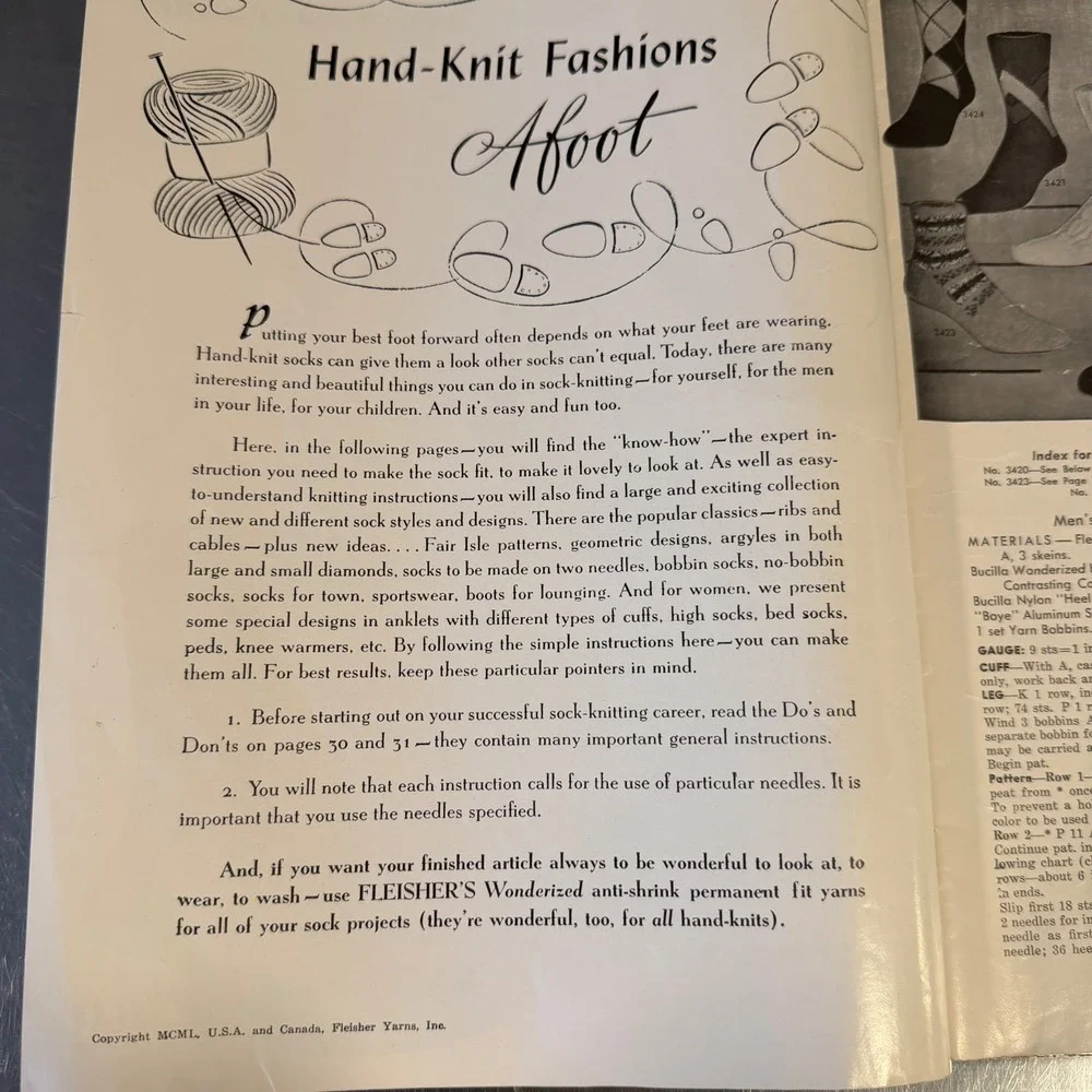 Fleisher Yarns vintage pattern